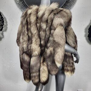 AMAZING VINTAGE GENUINE REAL FOX FUR TAILS VEST COAT JACKET WRAP CRAFT REPAIR
